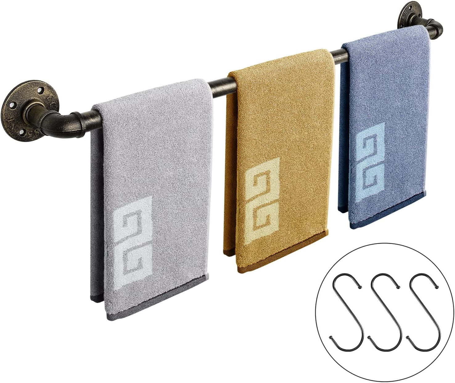 Industrial Pipe Towel Bar, Heavy Duty Bathroom Hardware Towel Bar ...