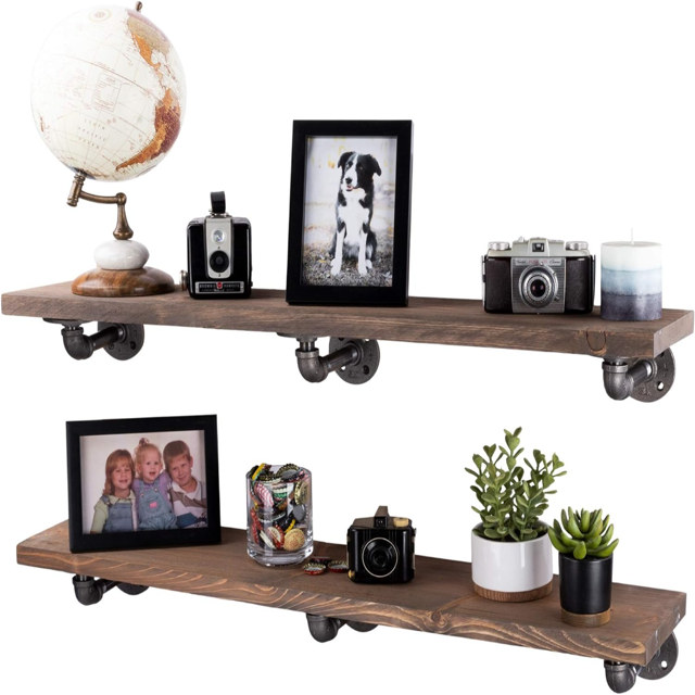 Industrial Pipe Wooden Shelves Restore by PIPE DÉCOR Premium Ponderosa