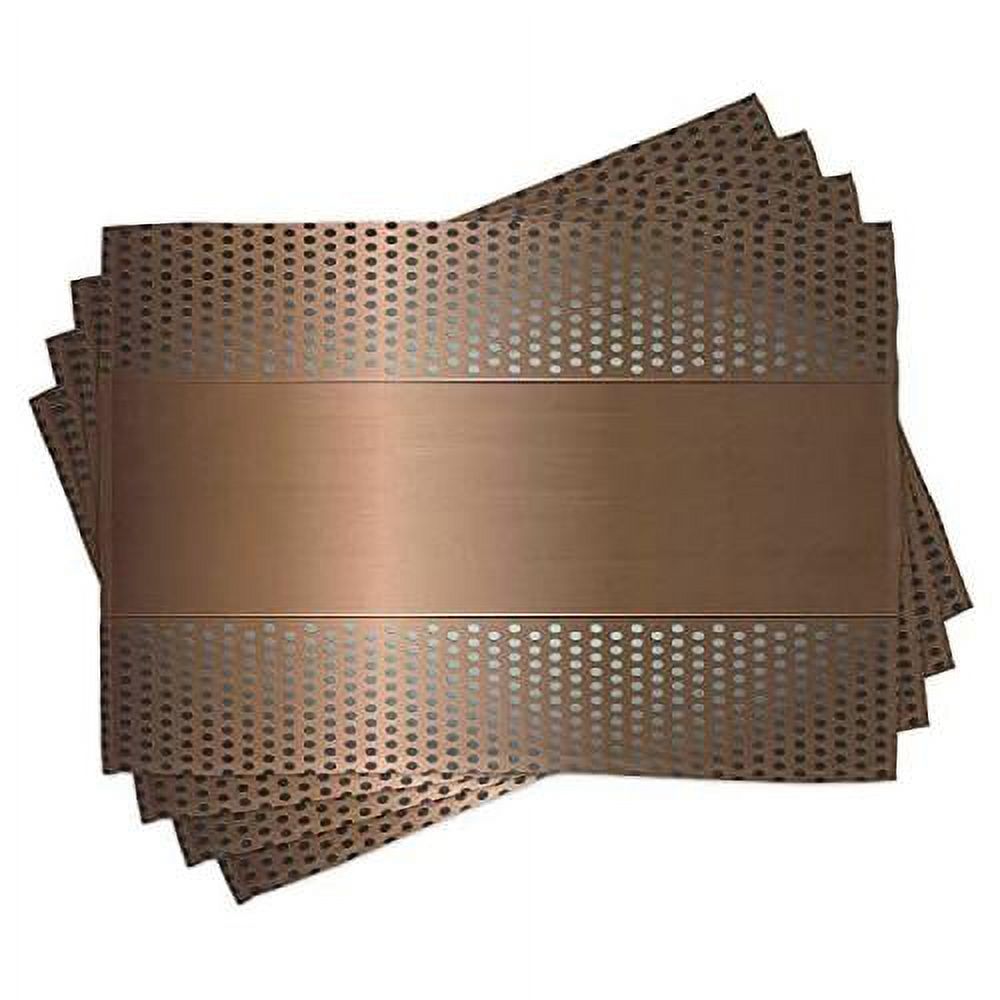Industrial Place Mats Set Of 4, Perforated Grid Plate Steel Dots