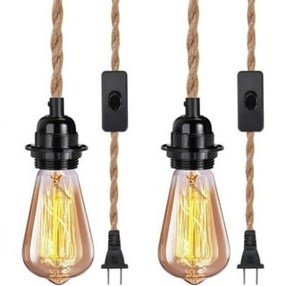 Thick Rope Cable Set for Pendant Light Black Natural Wood Rope Hardwired  Ceiling Style Fixtures Lamp Hanging Rustic Industrial Natural 