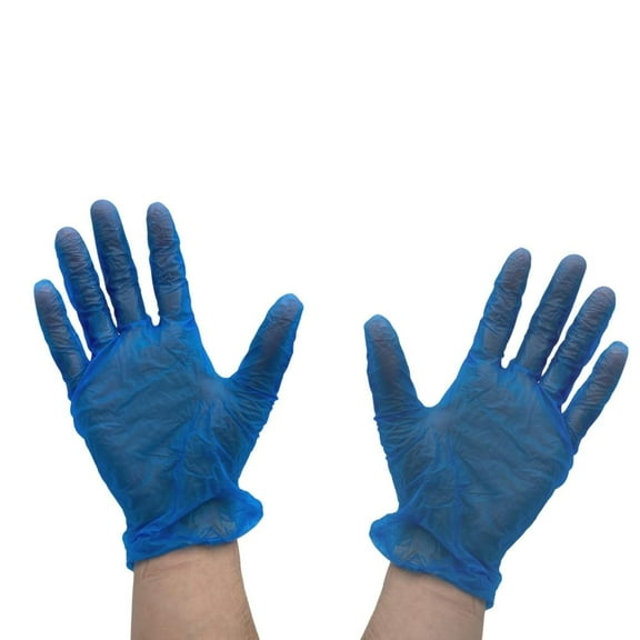 SSBM Vinyl Disposable Gloves Medium Blue 5 Mil Powder-Free Exam Grade 2000 Pcs for Food Service Industry & Light Duty Work