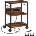 thumbnail image 1 of Industrial Printer Cart, 3-Tier Mobile Printer Stand, Rolling Cart with Power Outlets and USB Ports, Home Printer Stand with 2 Hooks, for Office, Living Room, Rustic Brown PTHR40E01Z, 1 of 9