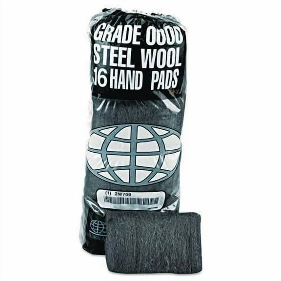 Industrial-Quality Steel Wool Hand Pads, #0000 Super Fine, Steel Gray, 16 Pads/sleeve, 12 Sleeves/ca | Bundle of 2