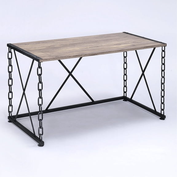 Industrial Rectangular Desk | Ideal for Study Room Use | Wood and Metal Construction | Eye - Catching Design for Character