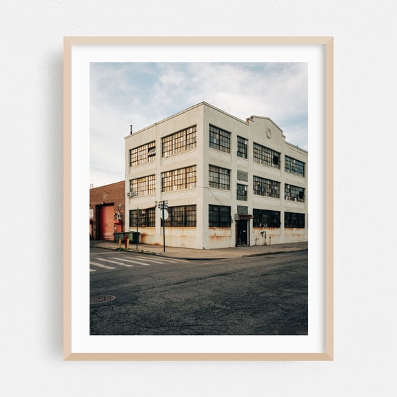 Industrial Red Hook 02 - Brooklyn New York Photography Architecture City Street Photography Vintage Oak Framed Wall Art Print 6 x 8 inches