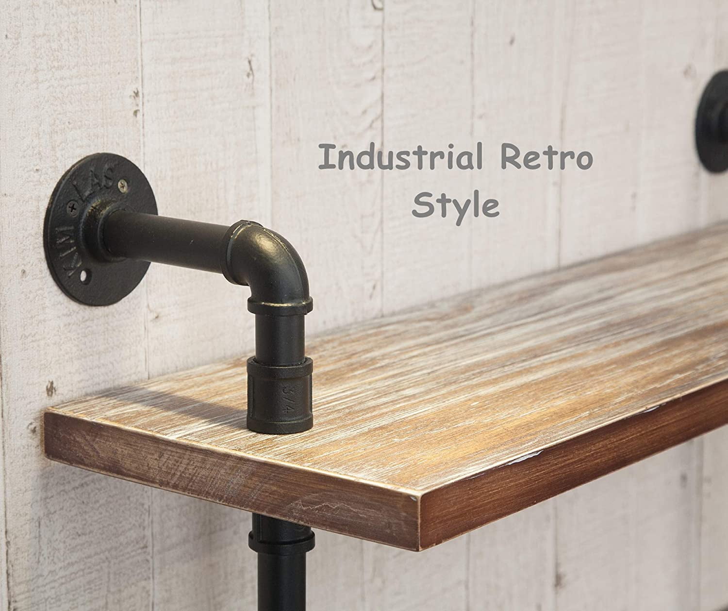 Industrial Retro Wall Mounted Iron Water Pipe Shelf Hung Bracket DIY Storage Shelving