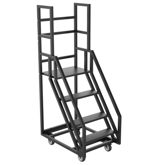 Step Ladders With Hand Rails Lockable Industrial Rolling Step Ladder with Lockable Casters, 4 Step Heavy Duty ...