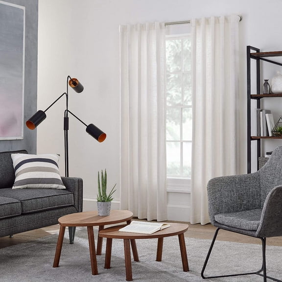 Industrial Room Darkening Collection 1 1/8" Diameter Industrial Curtain Rod Set with Steel Wall Mounted Adjustable Curtain Rod, Blocks Light, Fits 72” to 144” Windows, Warm Gold