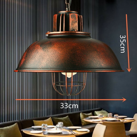 Industrial Round Pendant Hanging Light Ceiling Light Fixture Rust Color For Warehouse Barn Light Industrial