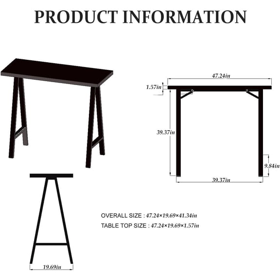 Industrial Rustic 41.3" Height Solid Pine Wood Top Pub Bar Table for Kitchen Dining Room Modern Narrow Long Sofa Table Coffee Table