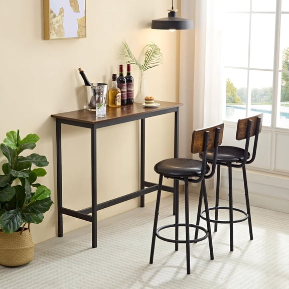 Industrial Rustic High Top Table Set, Kitchen Bar Table and Chairs Set, Counter Height Pub Small Table Set