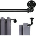 thumbnail image 1 of Industrial Rustic Pipe Black Adjustable Wrap Around Curtain Rods for window, 34"-58", 1 of 8