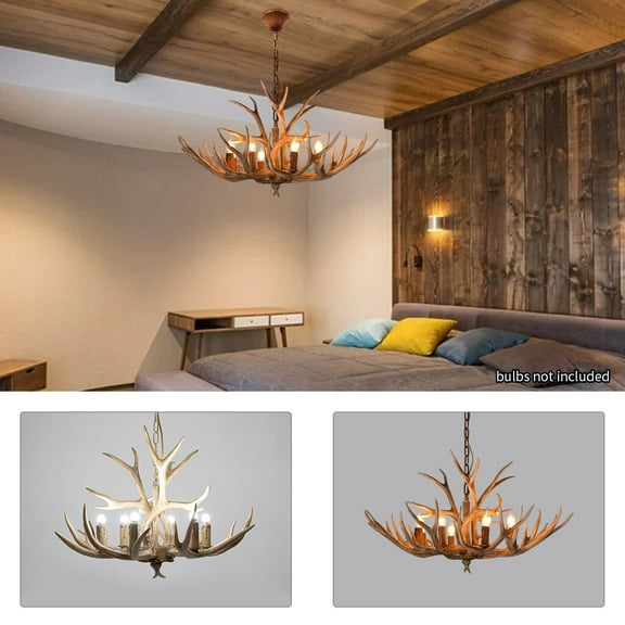 Industrial Rustic Wooden Pendant Light Loft Vintage Chandelier Ceiling Lamp