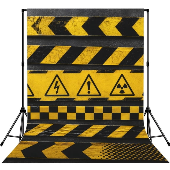 Industrial Safety Stripe Yellow Black Photography Backdrop 5x7Ft Background for Photo Studio Video Recording Birthday Party Wedding Home Decor