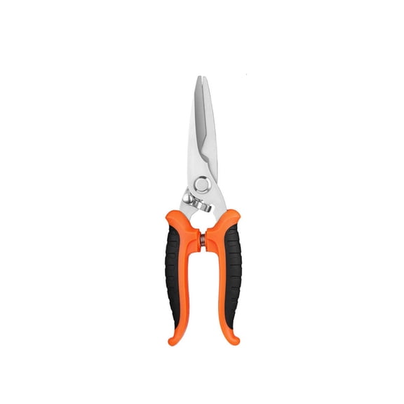 Industrial Scissors | Multi-Purpose Heavy Duty Shears with Serrated Stainless Steel Blades & Ergonomic Handle for Cutting Wire, Metal, Plastic, Rope, Cardboard, Leather | Electrician, Crafting