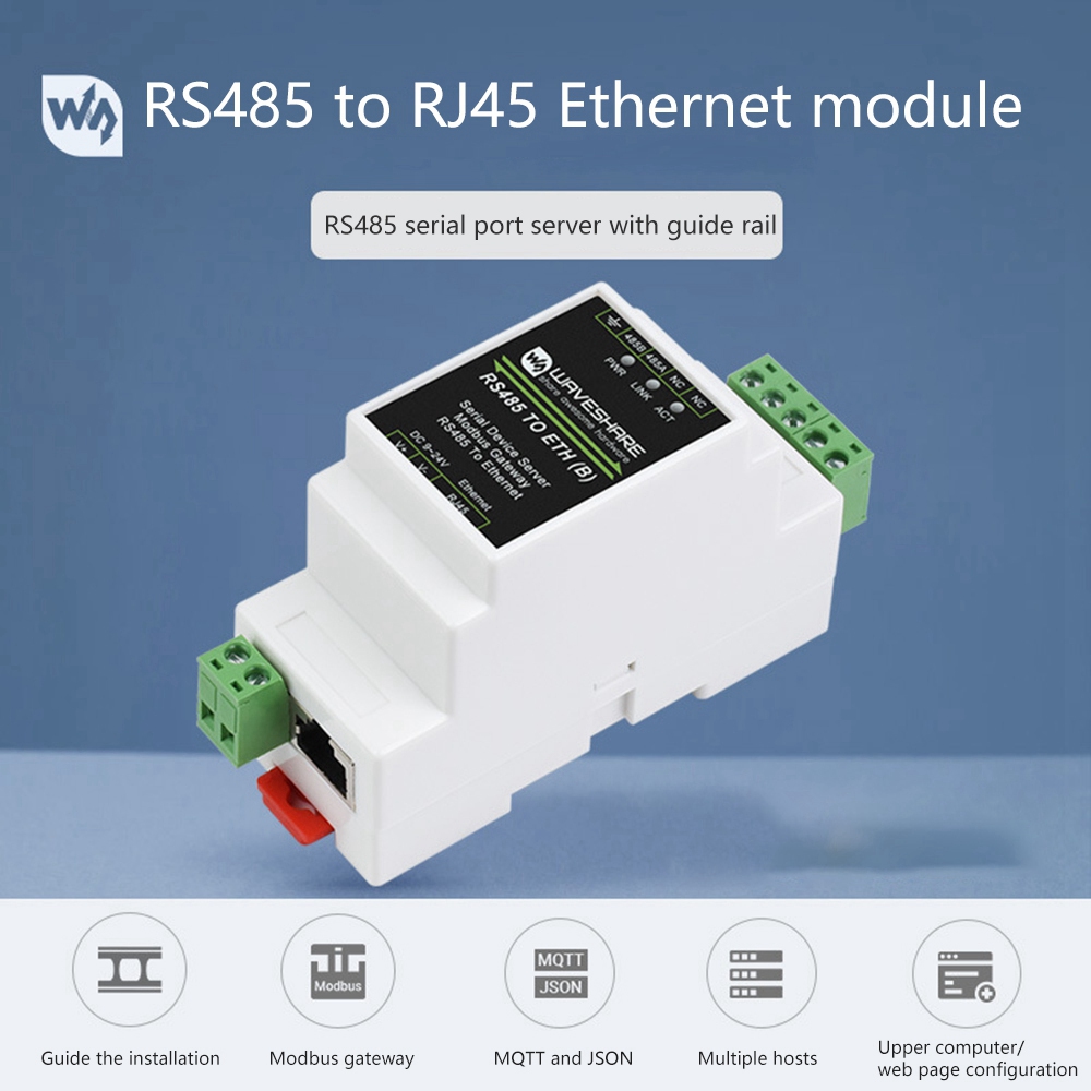 Industrial Serial Server RS485 to RJ45 Ethernet TCP / IP Serial Port ...