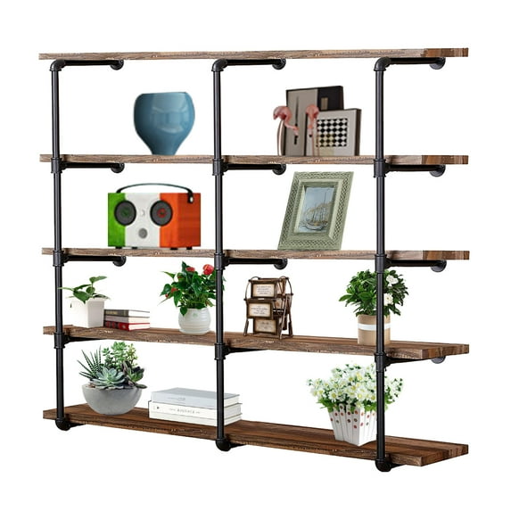 Industrial Shelves, Industrial Pipe Shelving, Rustic Shelves, Pipe Shelves, Book Shelves for Wall Hanging, Farmhouse Kitchen (3 Pcs 4 Tier Hardware Only)