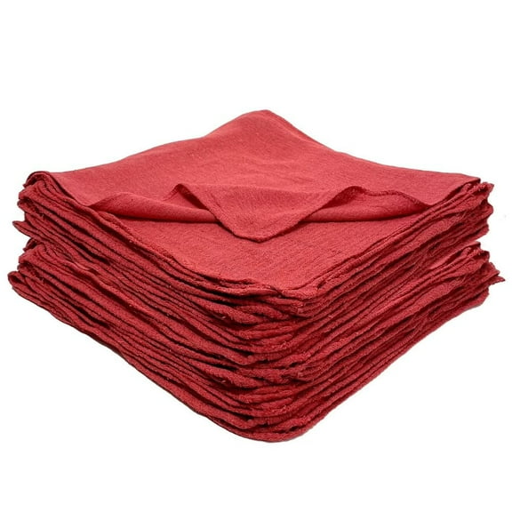 Textile Topia- Red Shop Towels – 100 Pack, Reusable Cotton Rags, Lint-Free & Heavy-Duty Cleaning Towels for Garage, Auto, and Industrial Use