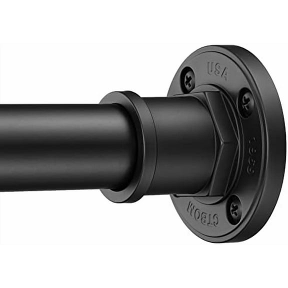 Industrial Shower Curtain Rod - 2-in-1 Design Tension Curtain Rod - Rustproof Non-Slip 54 to 90 Inch Stainless Steel, Matte Black Window Curtain Rod