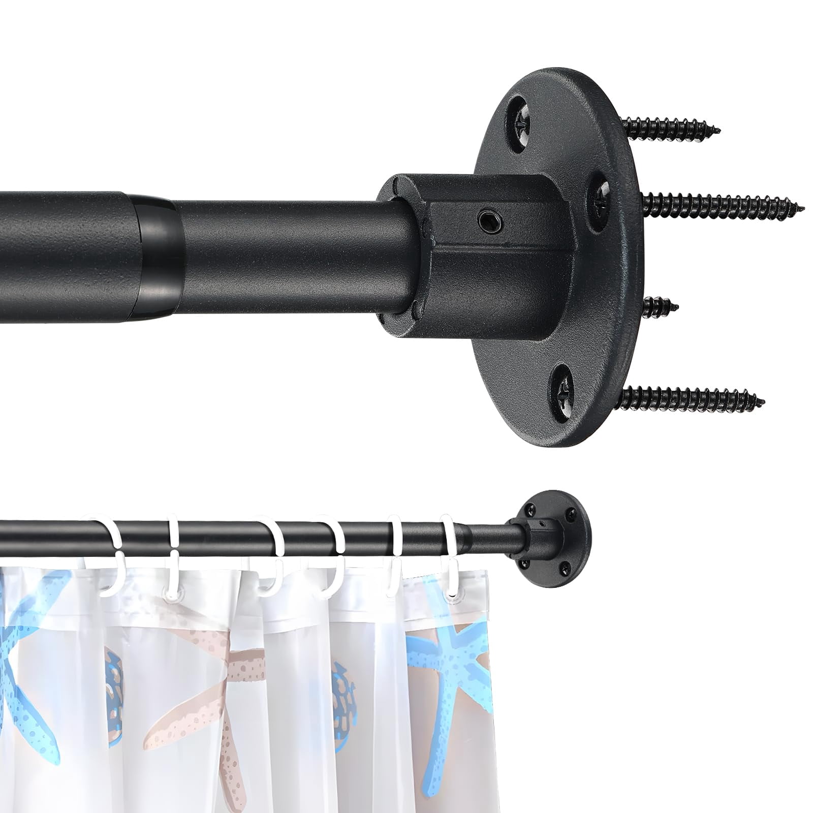 Industrial Shower Curtain Rod 21-32 Inch Adjustable, Heavy Duty Closet ...