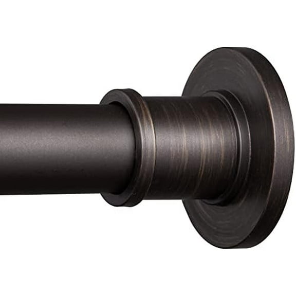 Industrial Shower Curtain Rod - Never Rust Non-Slip 43-72 Inch Stainless Steel, Bronze, Painted-gold Finial