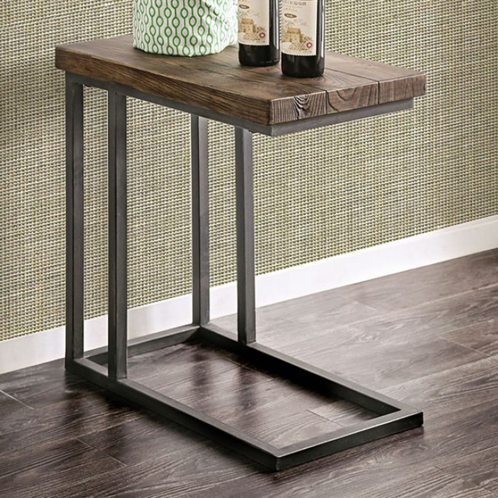 Industrial Side Table, Dark Oak Finish