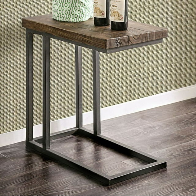 Industrial Side Table, Dark Oak Finish
