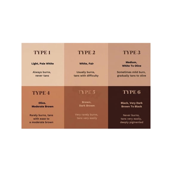 Industrial Skin Tone Chart Metal Wall Art Fitzpatrick Scale Professional Reference for Esthetician Office Clinic Spa 12x8 Inch