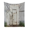 thumbnail image 1 of Industrial Soft Flannel Fleece Blanket, Closed Worn out Rusty Iron Door of an Abandoned Building Factory Picture, Cozy Plush for Indoor and Outdoor Use, 50" x 60", Beige Brown Green, by Ambesonne, 1 of 5