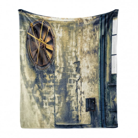 Industrial Soft Flannel Fleece Blanket, Damaged Wrecked Wall Image Destruction Vandalism Theme Broken Deserted Workplace, Cozy Plush for Indoor and Outdoor Use, 60" x 80", Multicolor, by Ambesonne