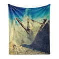 thumbnail image 1 of Industrial Soft Flannel Fleece Blanket, Rock Stone Crushing Machine Open Pit Mining Quarry Sand Dust Photo, Cozy Plush for Indoor and Outdoor Use, 70" x 90", Blue Pale Yellow Black, by Ambesonne, 1 of 5