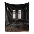 thumbnail image 1 of Industrial Soft Flannel Fleece Blanket, Vintage Style Grunge Floor Walls and Windows Messy Aged Wrecked Workshop, Cozy Plush for Indoor and Outdoor Use, 50" x 60", White Dark Brown, by Ambesonne, 1 of 5