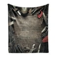 thumbnail image 1 of Industrial Soft Flannel Fleece Throw Blanket, Grungy Tools on a Wooden Board Manual Manufacturing Repairing in Workshop, Cozy Plush for Indoor and Outdoor Use, 50" x 60", Brown Grey Red, by Ambesonne, 1 of 5