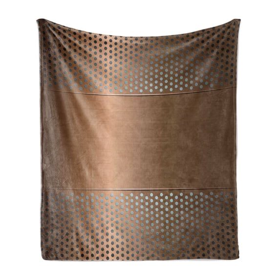 Industrial Soft Flannel Fleece Throw Blanket, Perforated Grid Plate Steel Dots Illustration Futuristic Technology Theme, Cozy Plush for Indoor and Outdoor Use, 50" x 70", Umber Ombre, by Ambesonne