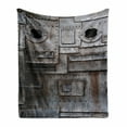 thumbnail image 1 of Industrial Soft Flannel Fleece Throw Blanket, Rusty Iron Porthole Grunge Scratched Steel Factory Entrance Retro Image, Cozy Plush for Indoor and Outdoor Use, 60" x 80", Dark Taupe, by Ambesonne, 1 of 6