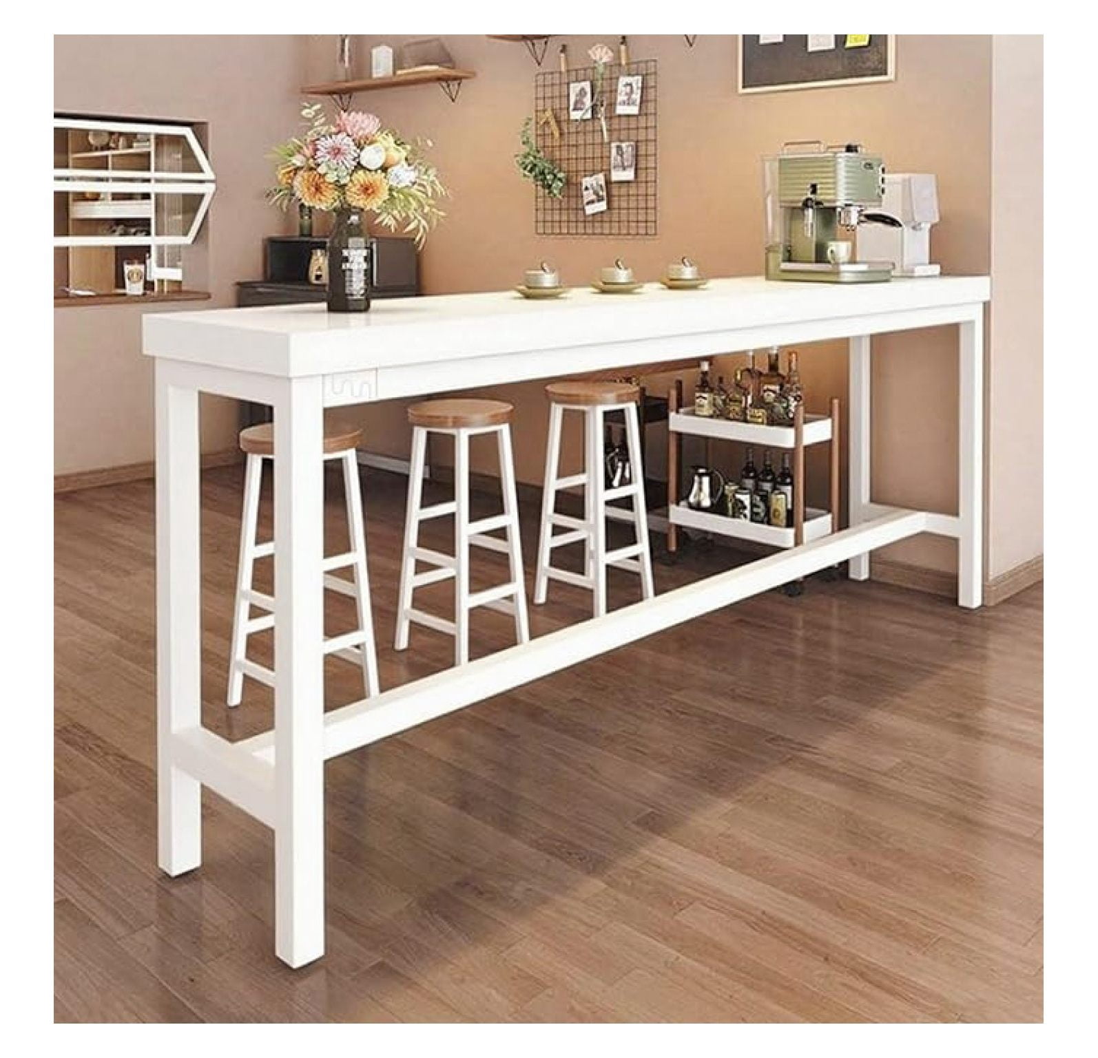 Industrial Solid Wood Bar Table 40/47/55/63 Inch - Narrow Space Saving ...