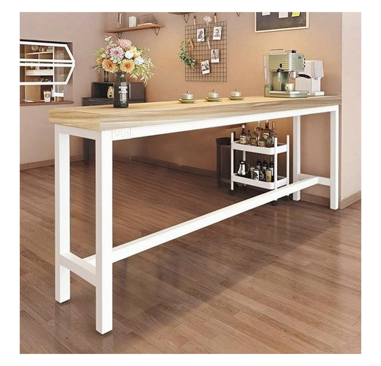 Industrial Solid Wood Bar Table 40/47/55/63 Inch - Narrow Space Saving ...