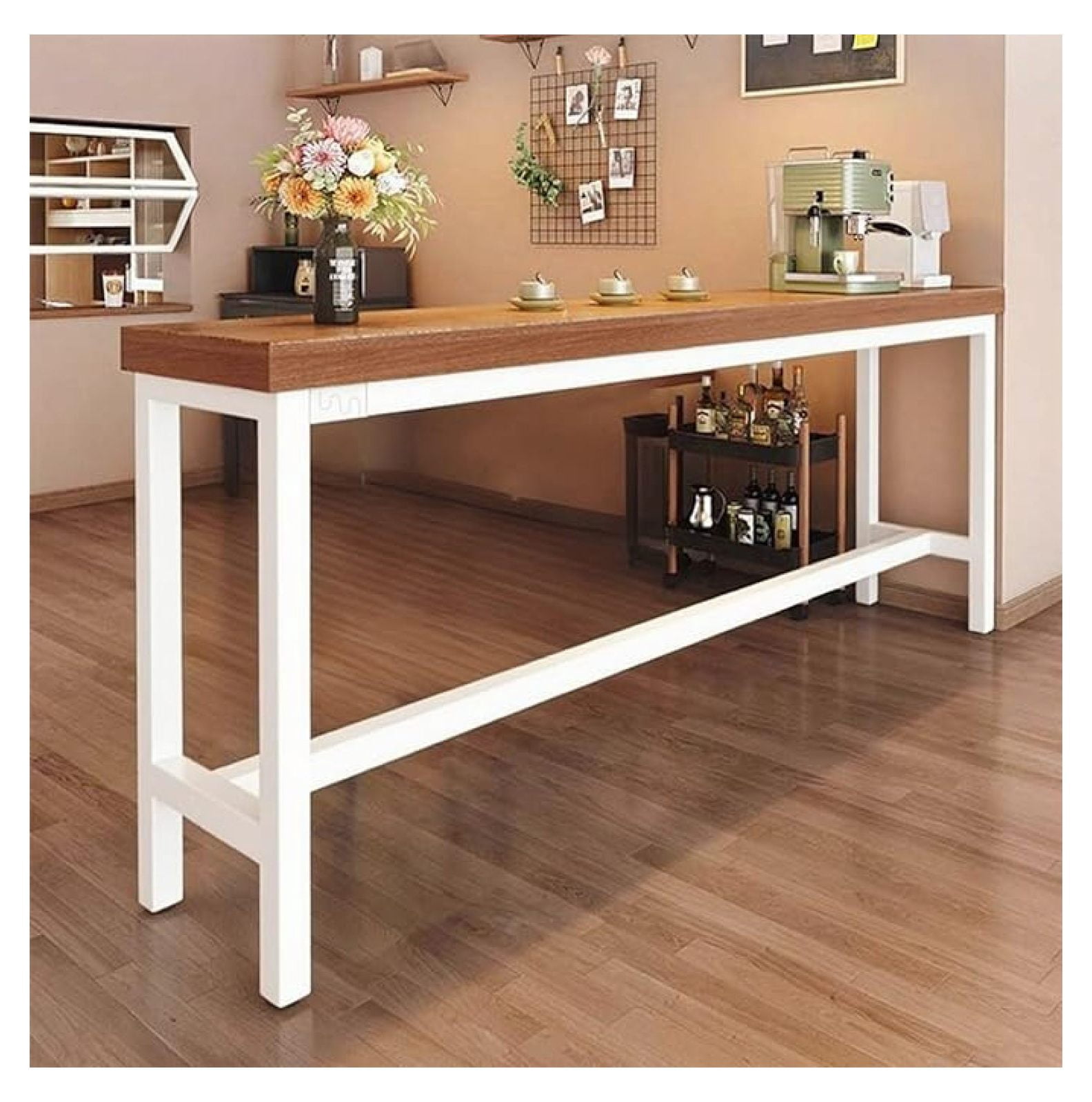 Industrial Solid Wood Bar Table 40/47/55/63 Inch - Narrow Space Saving ...