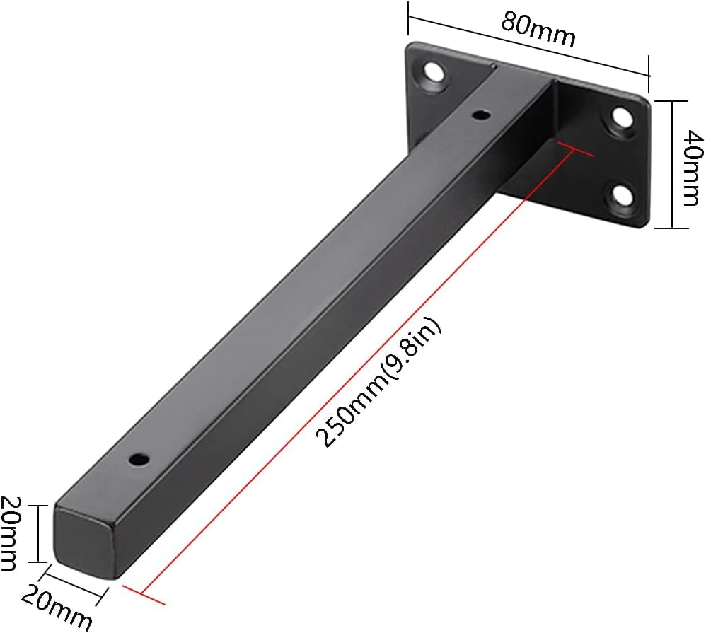 Industrial Square Tube Shelf Brackets Metal Black Heavy Duty Iron Art