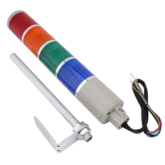 Industrial Stack Lamp 4-Tier Red Green Yellow Blue Flash Warning Beacon Indicator, 13.6 inches / 34.5 cm, 110V AC Power Signal Safety Emergency Warning Tower Light, 1 Pack