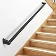 Industrial Stair Railing Metal Hand Rails for Indoor Stairs Wall Mount Staircase Handrails 1.5" Pipe Stair Handrail for Steps Black Aluminum Stairway Railing for Outdoor & Indoor Stairs 5ft