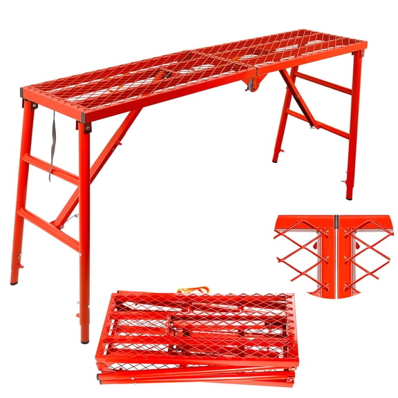 Industrial Step Ladders Adjustable Heavy Duty Work Platform, 5-Level Height Scaffolding Ladder Work Platform, Folding Scaffolding Platform for Retaining Wall Construction and Landscaping Work