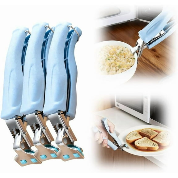 3 Pcs Hot Plate Grippers, 2026 Upgraded Multi Purpose Hot Plate Gripper, Anti-Scald Bowl Dish Grippers for Kitchen(Blue)