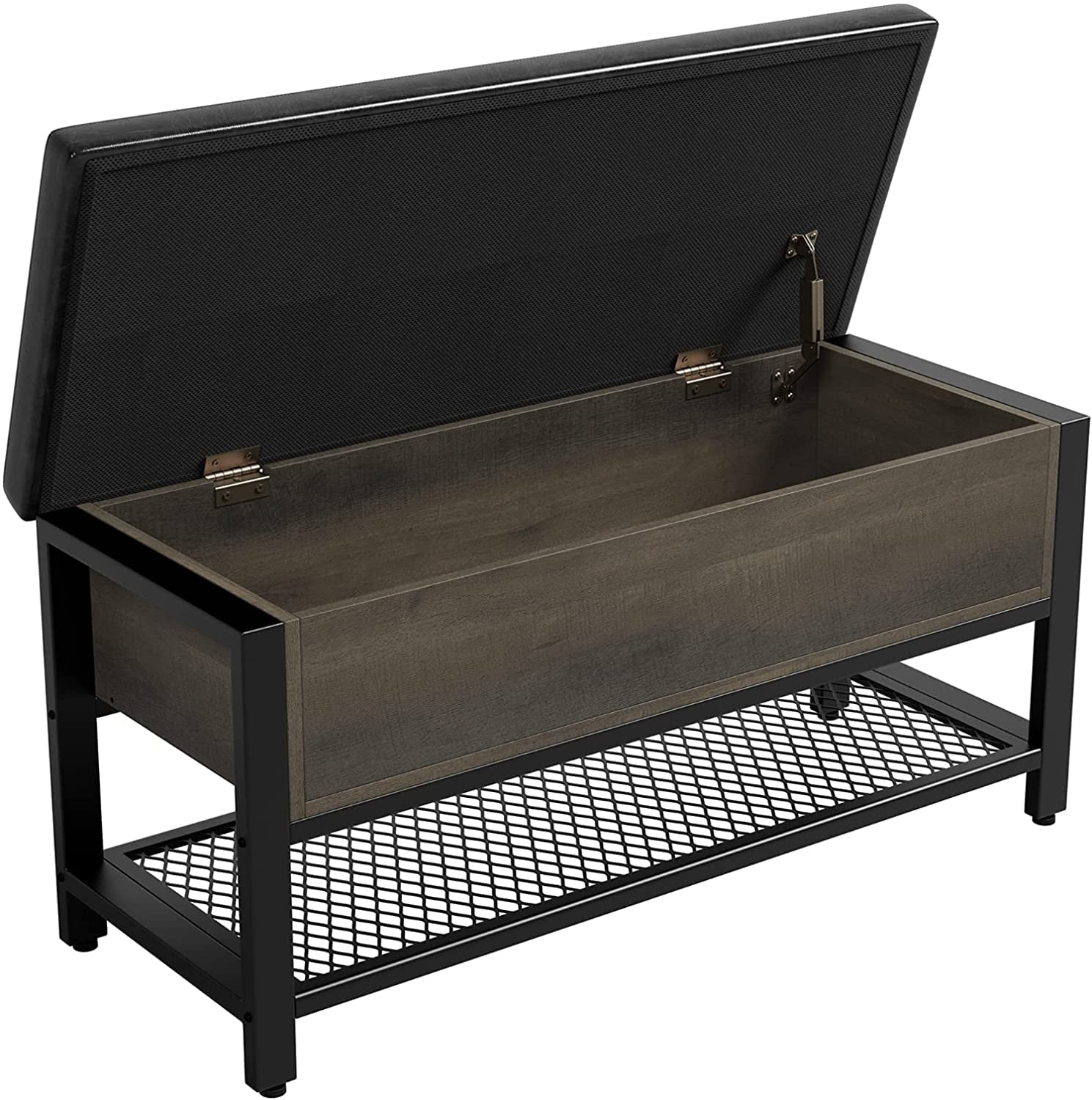 Industrial Storage Bench Flip Top Long Shoe Bench Bed End Stool