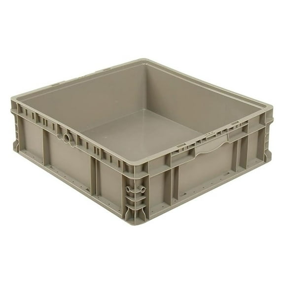 Industrial Straight Wall Containers, Stackable Storage Bins, 24x22x7 Inch, Solid Gray Plastic Tote, Heavy Duty Utility Containers for Garage, Warehouse, Home Organization