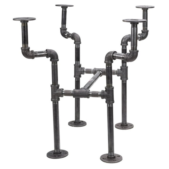 Industrial Streetlights End Table Leg Set Dark Grey/Black Steel Metal Pipes by Pipe Decor