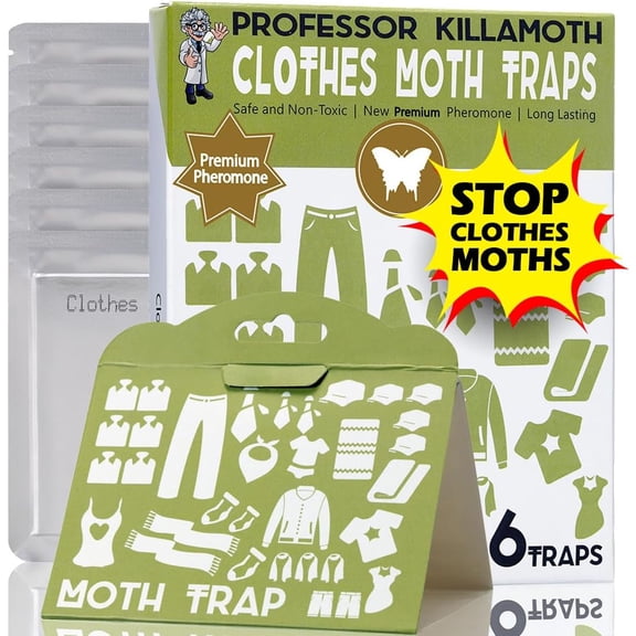 Industrial Strength Clothes Moth Traps Safe, Non-Toxic Closet Moth Prevention for Clothes & Wool eromone Traps for House & Wardrobe Protection 6 Pack