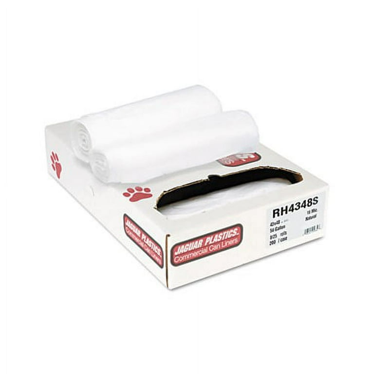 High Density Industrial Can Liners Flat Pack, 45 gal, 16 mic, 40 x 48, Natural, 200/Carton
