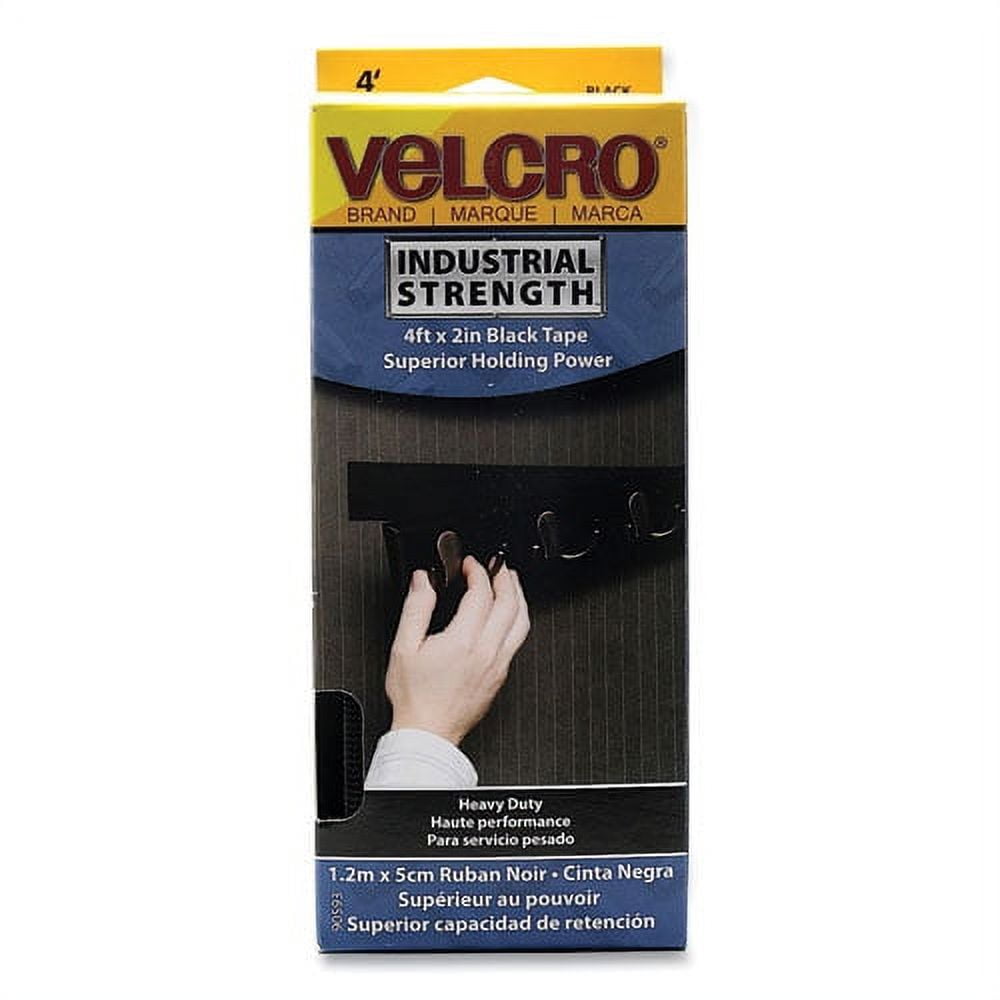 Velcro Industrial Strength Heavy-Duty Fastener, 2 x 4 ft, Black, 2/Pack