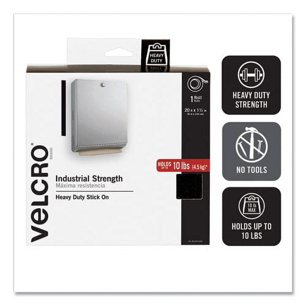 Industrial-Strength Heavy-Duty Fasteners With Dispenser Box, 2" X 15 Ft, Black | Bundle of 2 Rolls